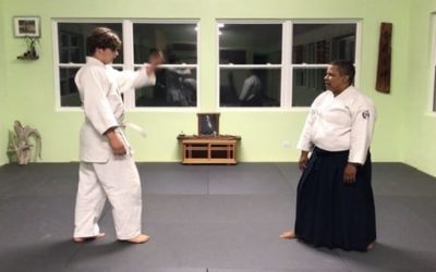 Kim and Ben doing some tanto disarmament #tanto #aikido #aikidoaikikai #bermudaaikikai #disarmament #usafdojo #womaninaikido