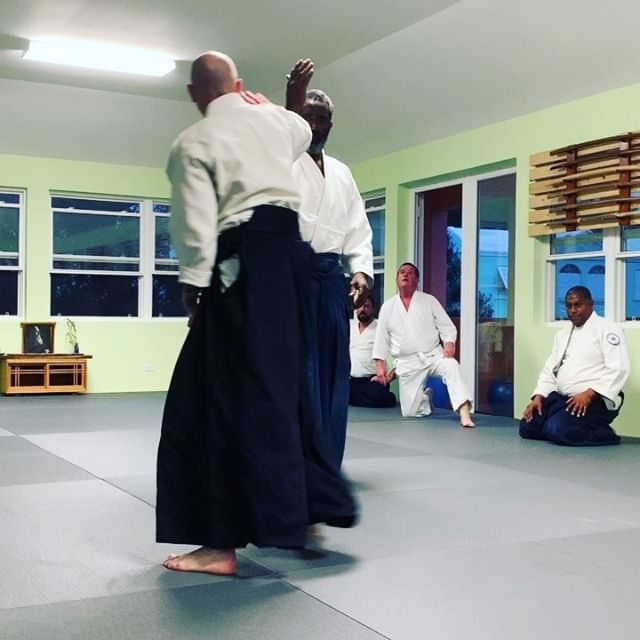 Sensei Smith and @sazanami_aikikai demonstrate sankyo.