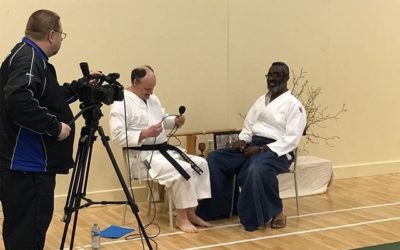 Smith Sensei being interviewed by Eastlink TV in Nova Scotia during #lunenburgaikikai annual seminar where he was the guest instructor.