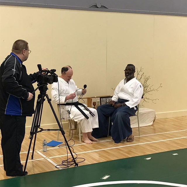 Smith Sensei being interviewed by Eastlink TV in Nova Scotia during #lunenburgaikikai annual seminar where he was the guest instructor.